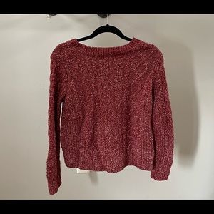 Faherty Maroon & White Cable Knit Sweater: Size S